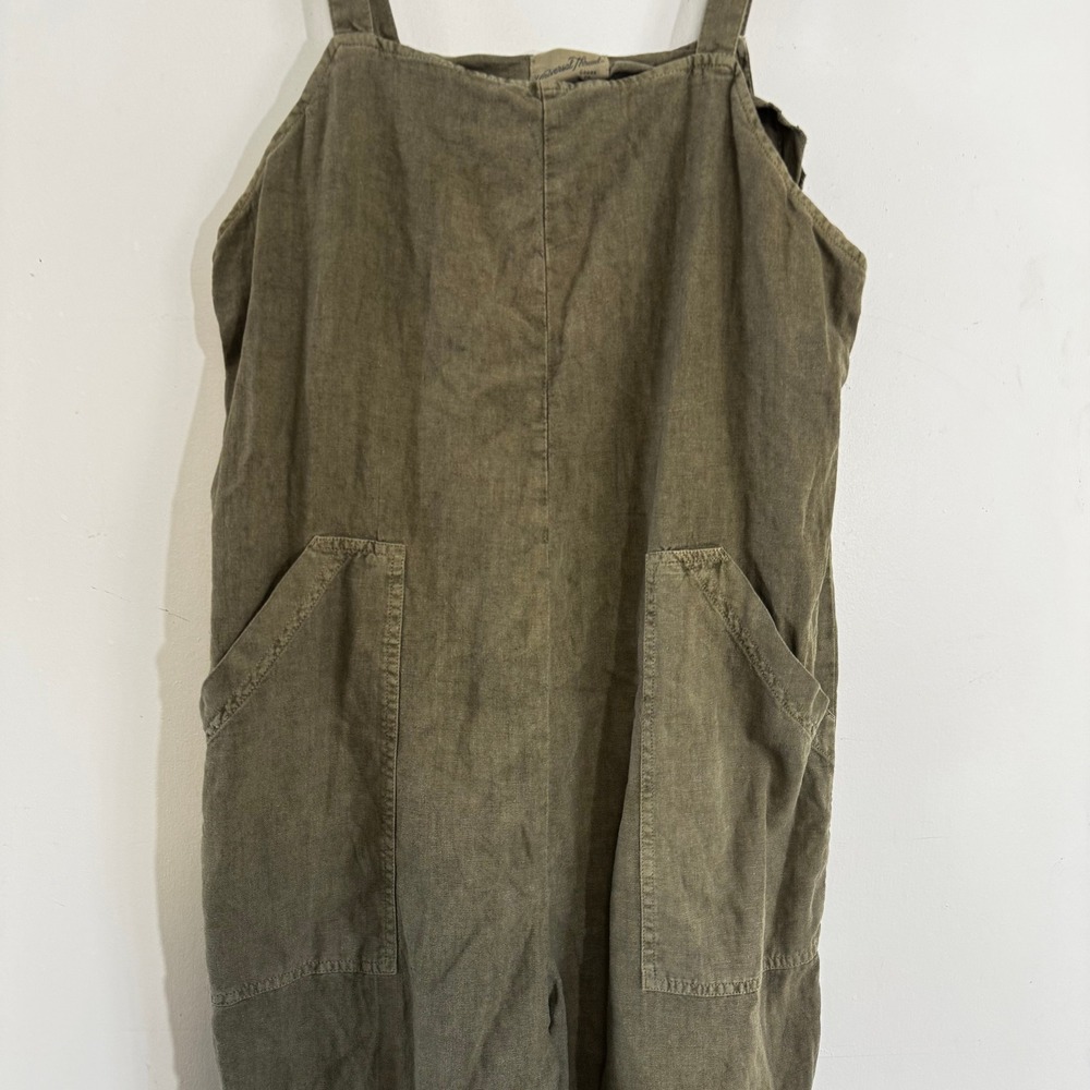 Universal Thread Jumpsuit Women M Olive Green Linen Blend Overall Wide Leg Boho - Picture 6 of 8